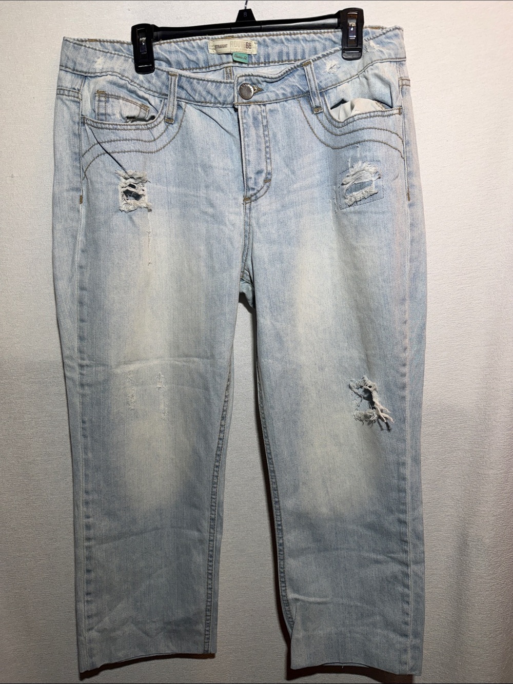 Route 66 Light Blue Distressed Ankle Jeans 100% cotton women’s size 14